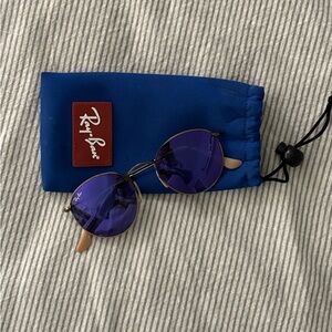 Ray-Ban Round Metal Sunglasses with Purple Lenses